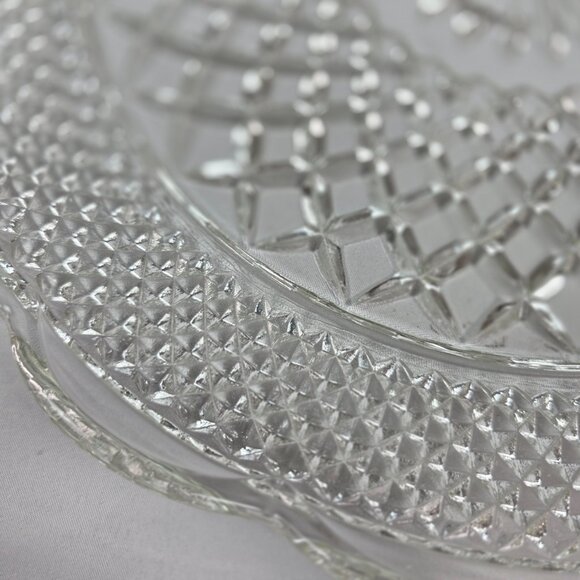 Vintage Anchor Hocking Wexford Cupped Edge Torte Plate Quilted Diamond Design - Picture 7 of 12